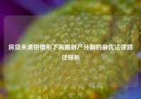 房贷未清偿情形下离婚财产分割的最优法律路径探析