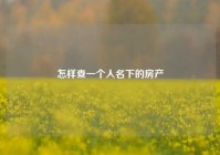 怎样查一个人名下的房产