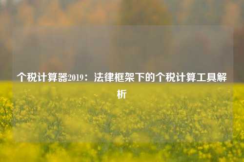 个税计算器2019：法律框架下的个税计算工具解析