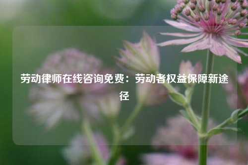 劳动律师在线咨询免费：劳动者权益保障新途径