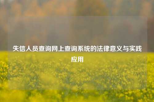 失信人员查询网上查询系统的法律意义与实践应用