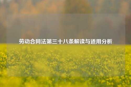 劳动合同法第三十八条解读与适用分析