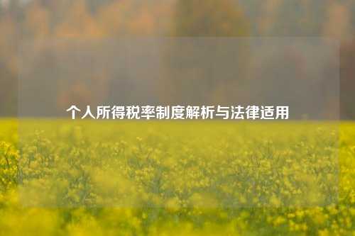个人所得税率制度解析与法律适用