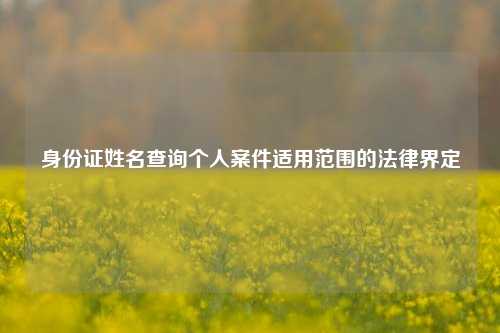 身份证姓名查询个人案件适用范围的法律界定
